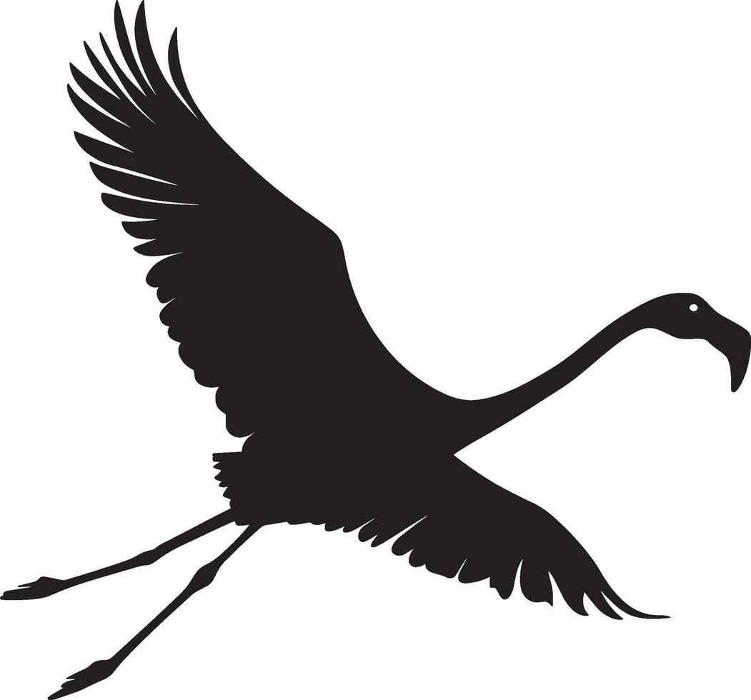 Flamingo flying simple silhouette black illustration vector