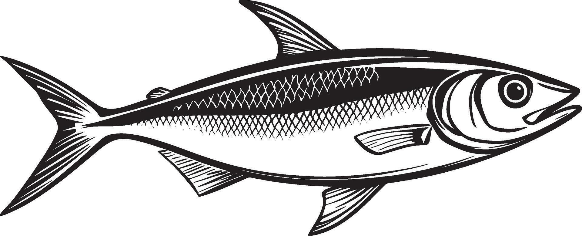 Black illustration of a herring fish icon. vector