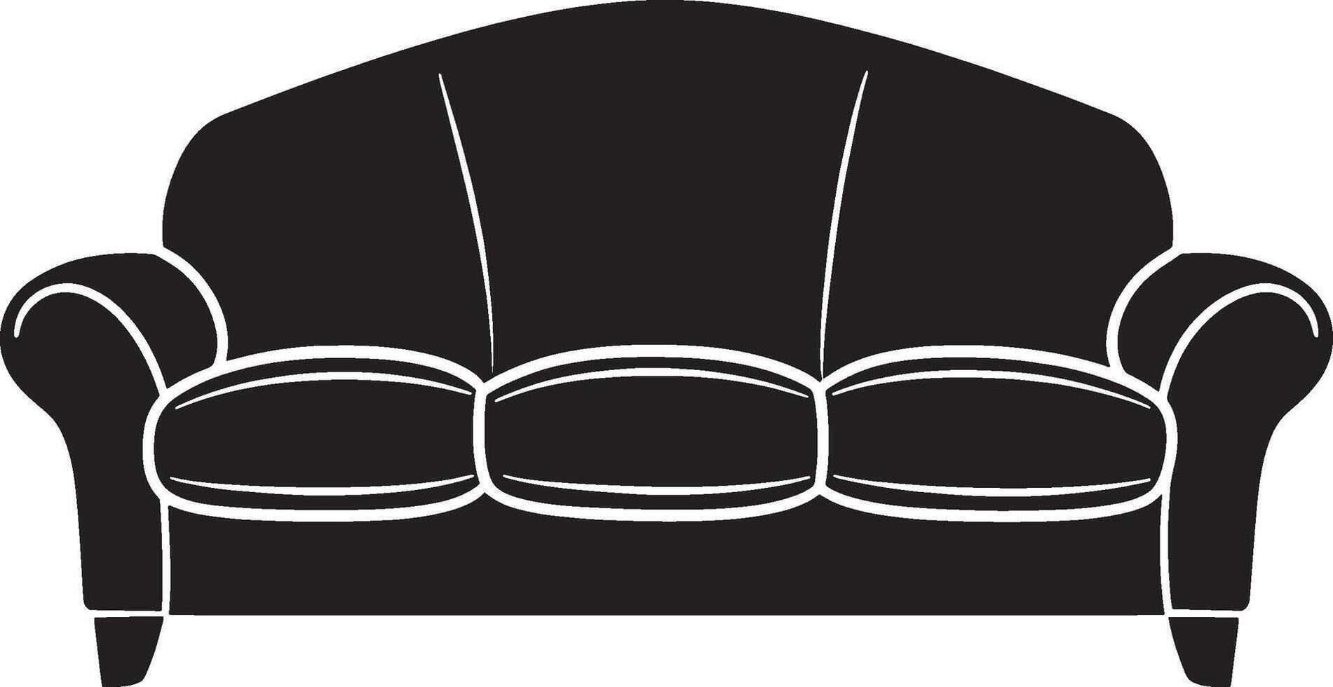 Minimalist black silhouette of a sofa icon, design. vector