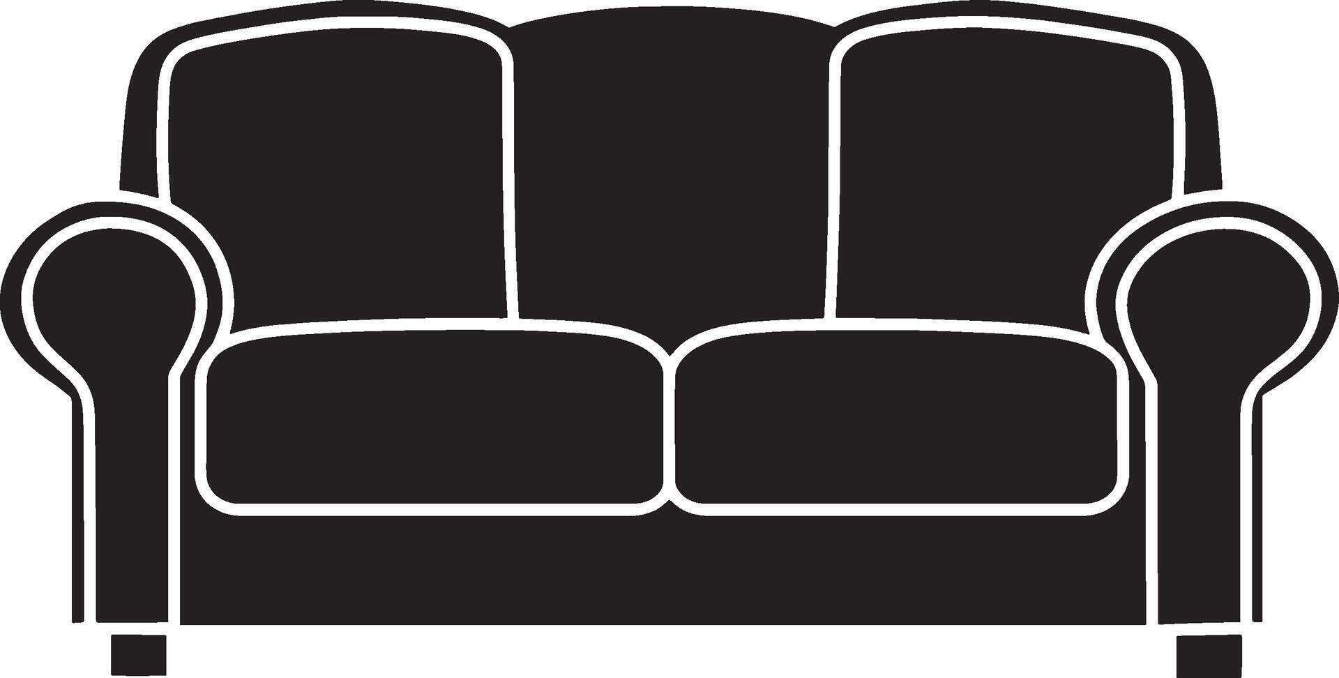 Black illustration of a sofa icon. vector
