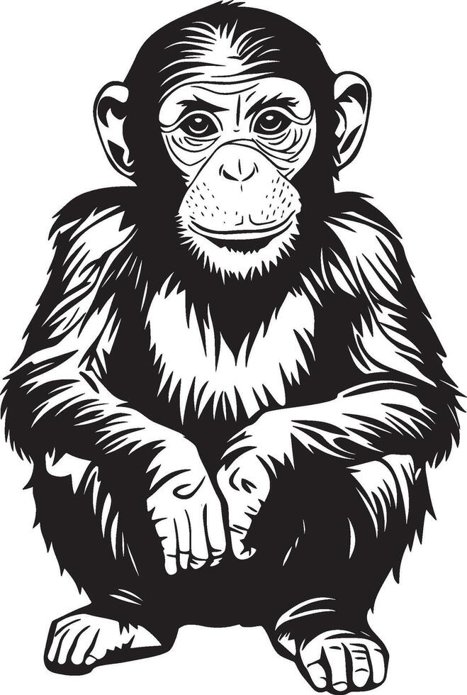 Monochrome monkey silhouette icon design vector