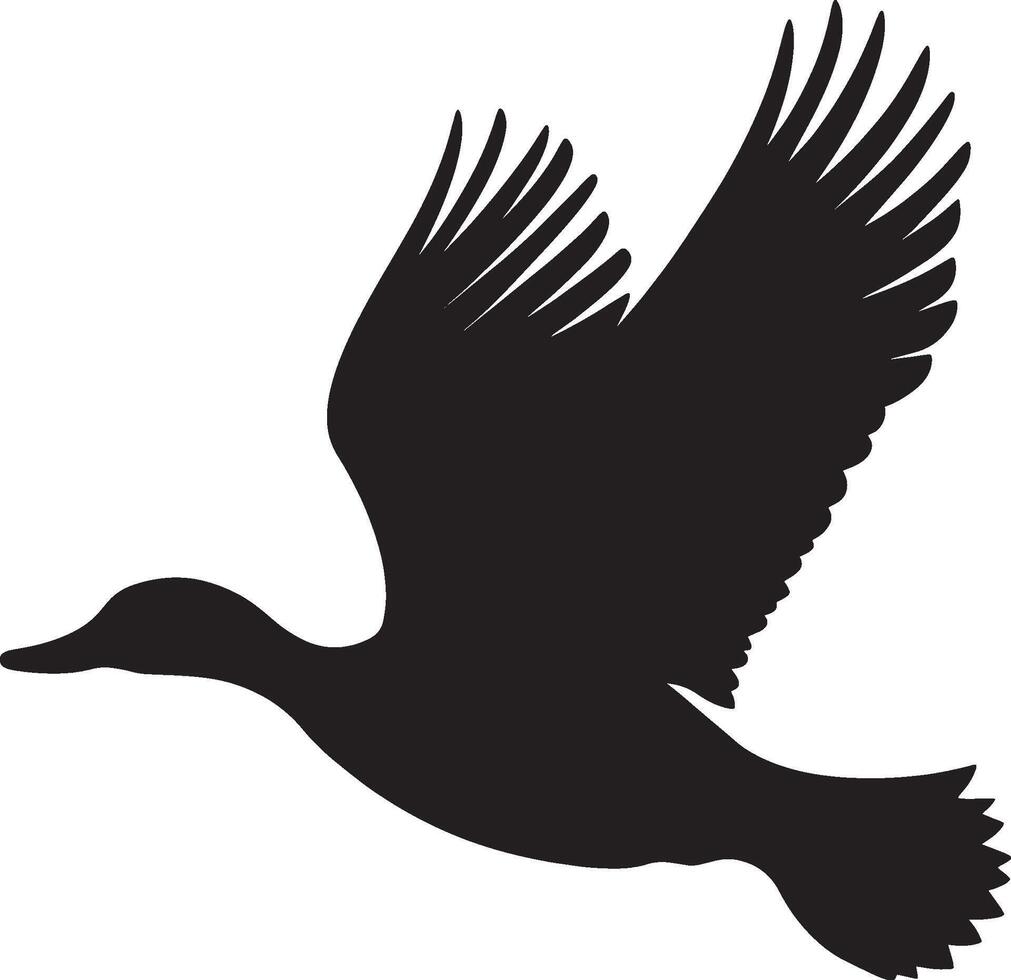 Duck flying simple silhouette black illustration vector
