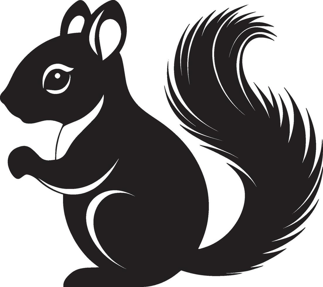 Black illustration of a squirrel icon. vector