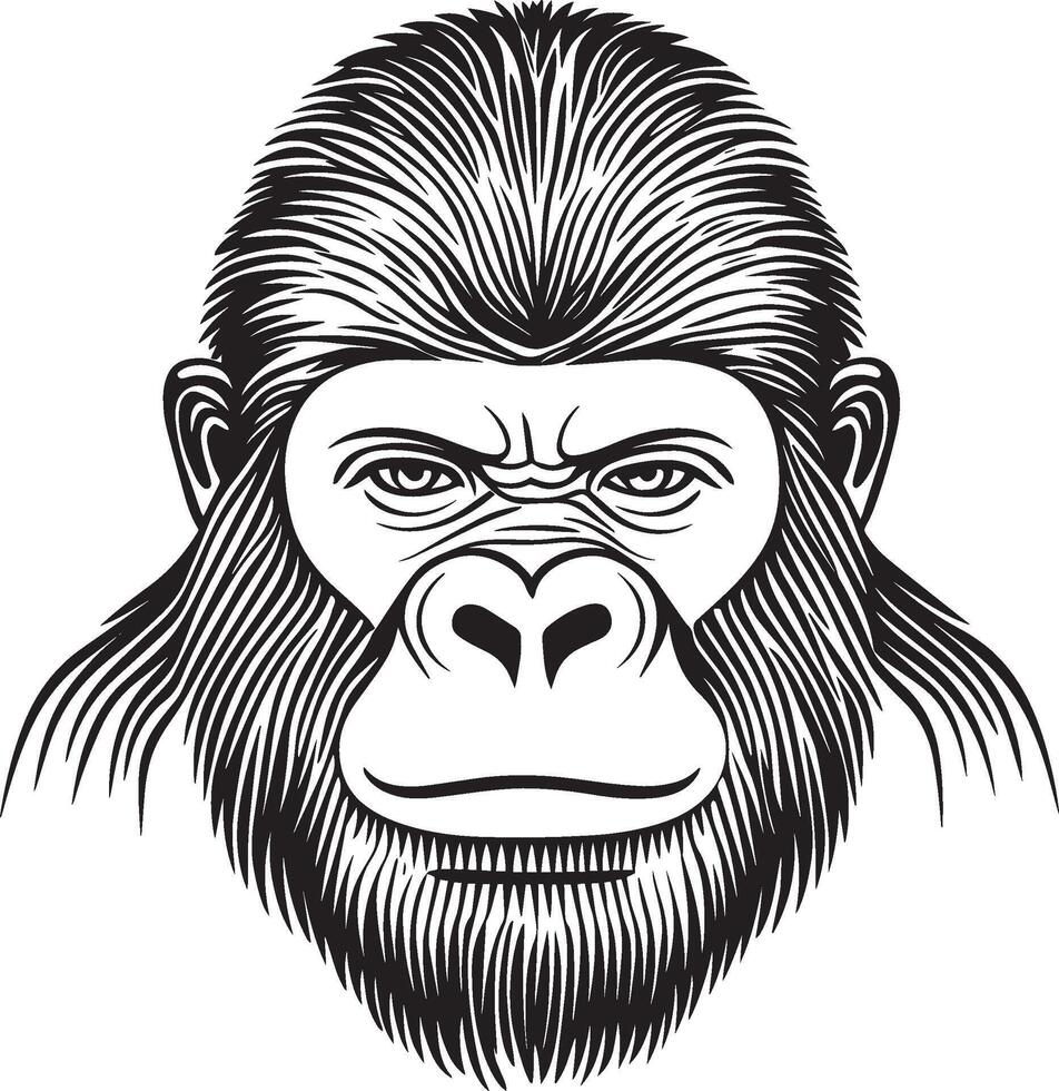 Gorilla outline black illustration vector