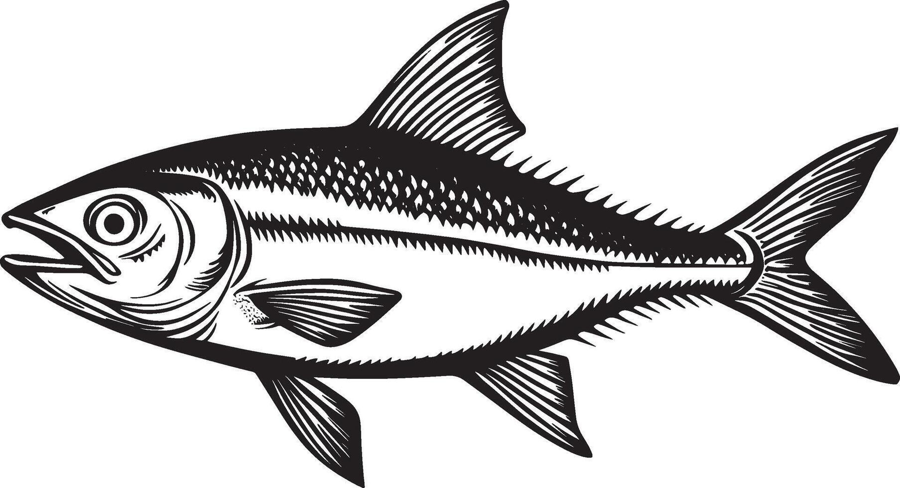 Black illustration of a herring fish in simple silhouette style. vector