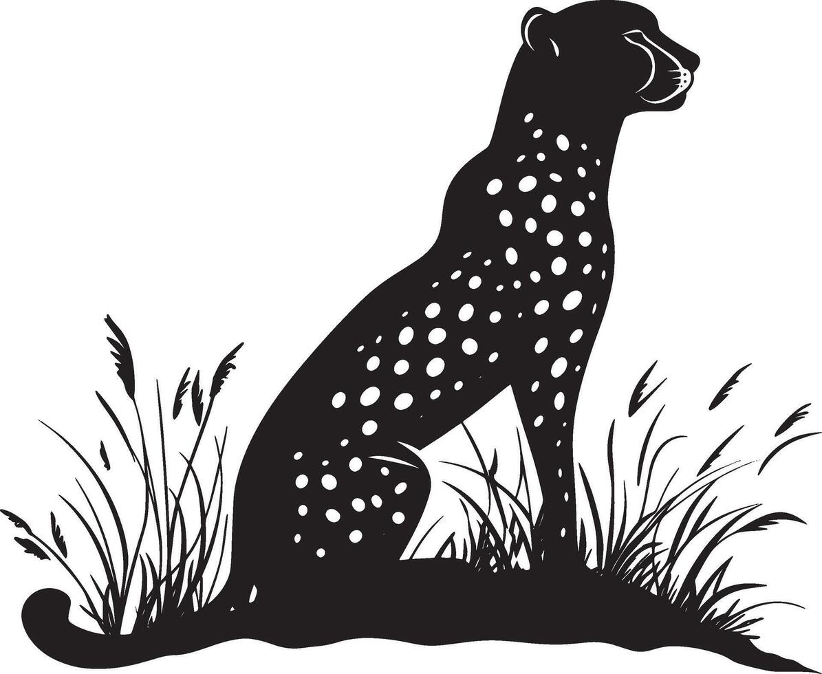 Cheetah simple silhouette black illustration vector
