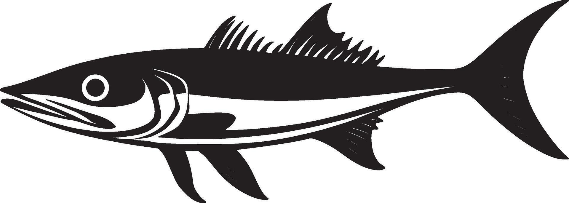 Minimalist black silhouette of a barracuda fish, design. vector