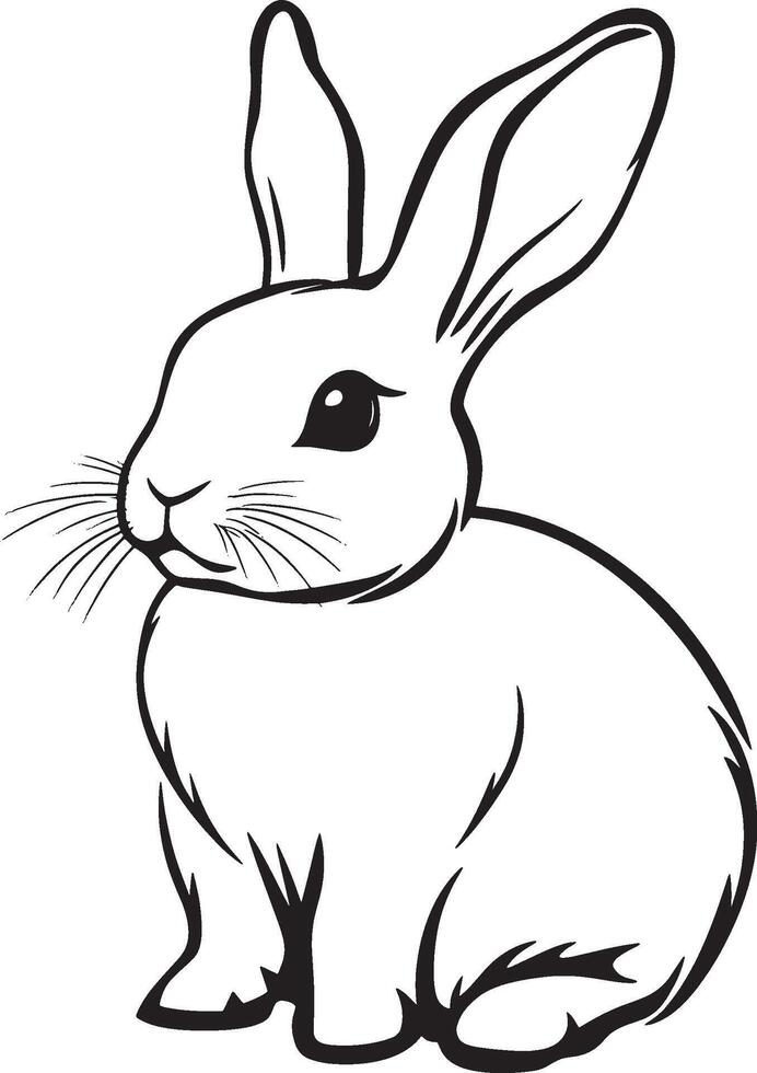 Rabbit outline black illustration vector