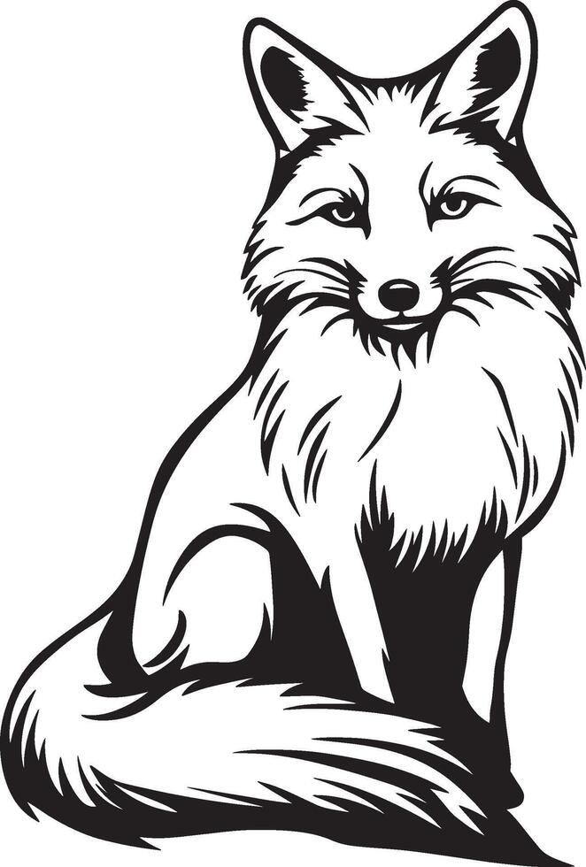 Fox icon in black outline style. vector