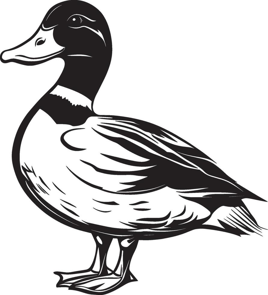 Duck outline black illustration vector