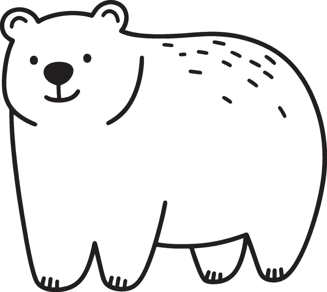 Minimalist black outline of a bear, design. vector
