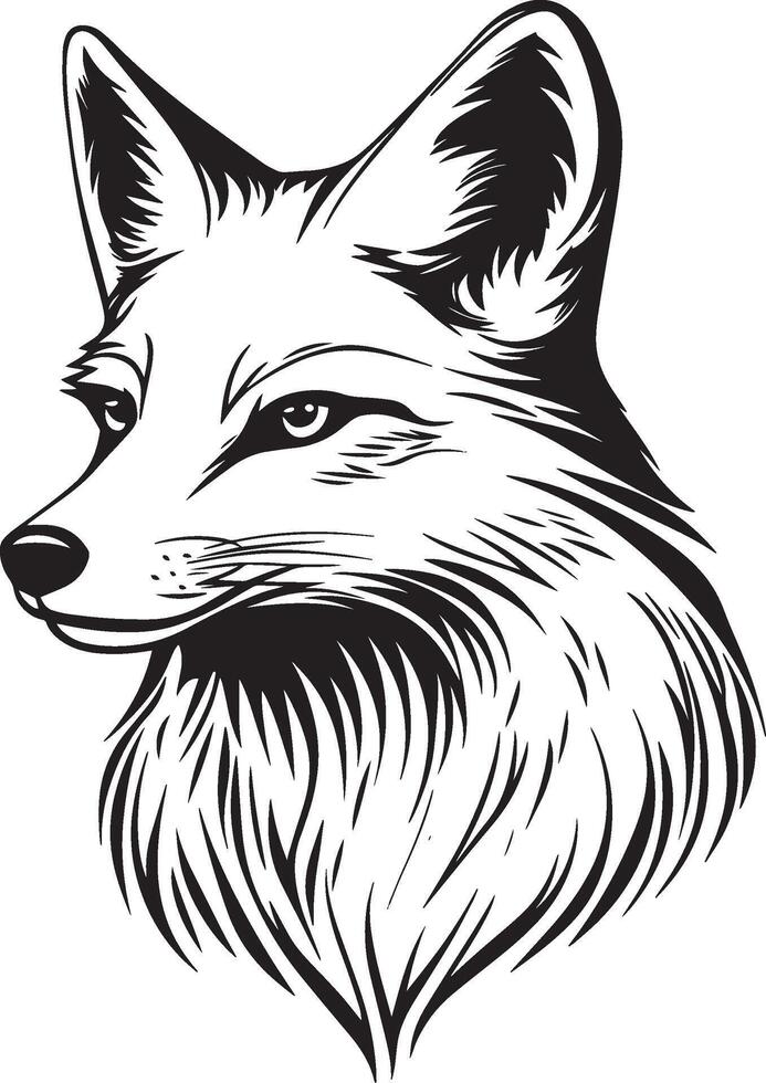 Fox outline black illustration vector