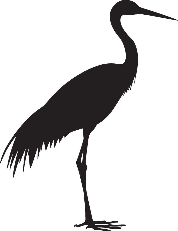 Crane bird simple silhouette black illustration vector