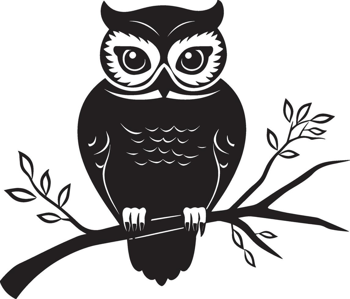 Black illustration of an owl in simple silhouette style. vector