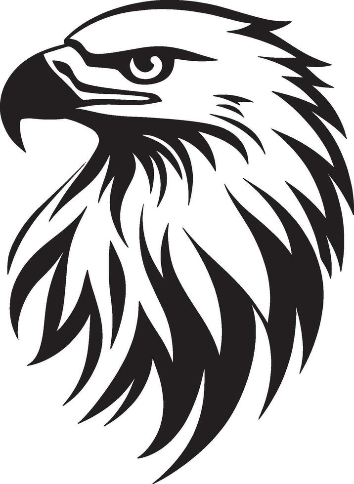 Black illustration of an eagle in simple silhouette style. vector