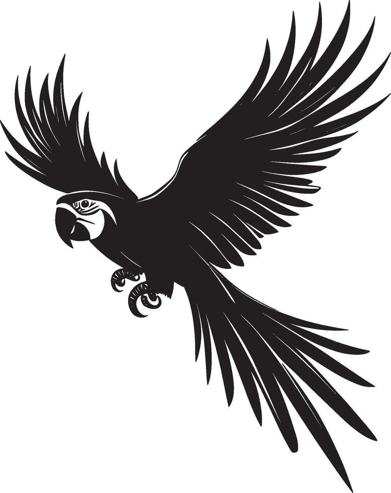 Parrot flying simple silhouette black illustration vector