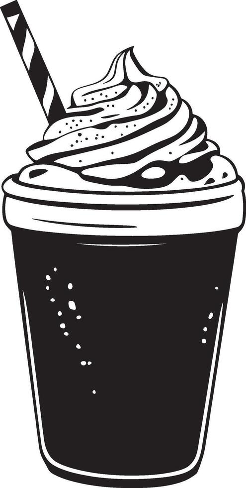 Black illustration of a frappe drink in simple silhouette style. vector