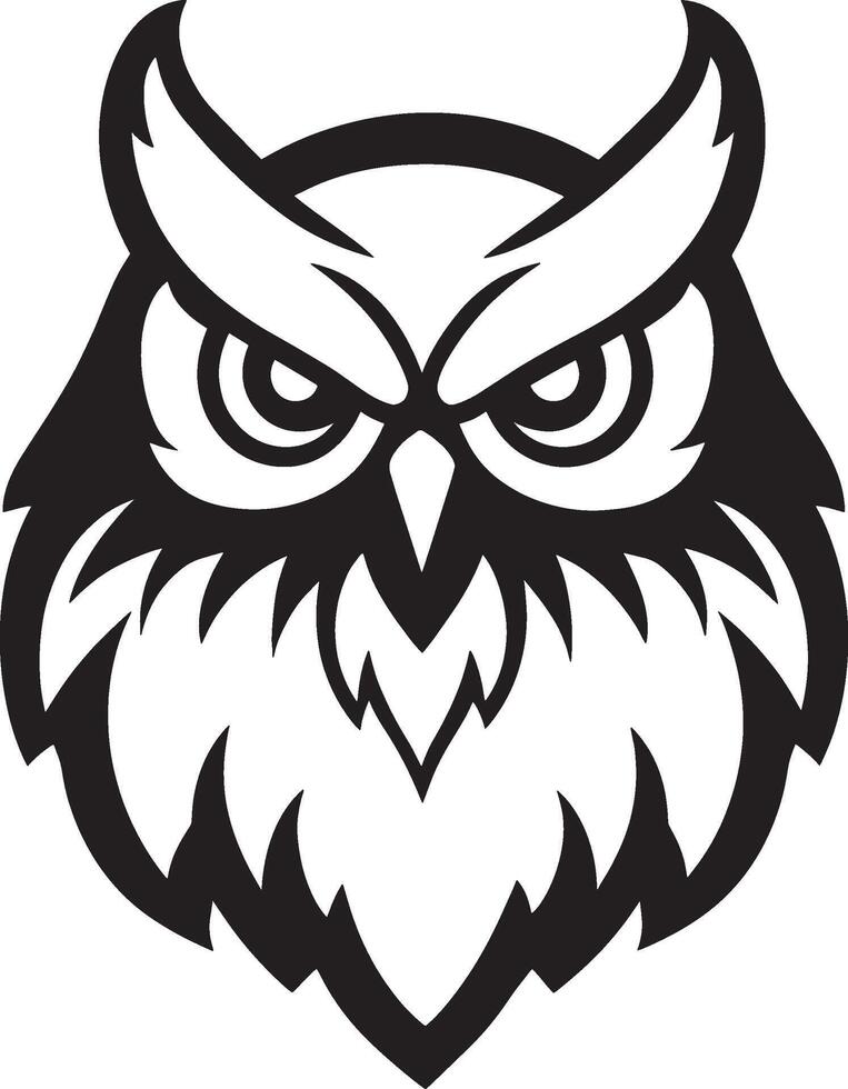 Black illustration of an owl icon. vector