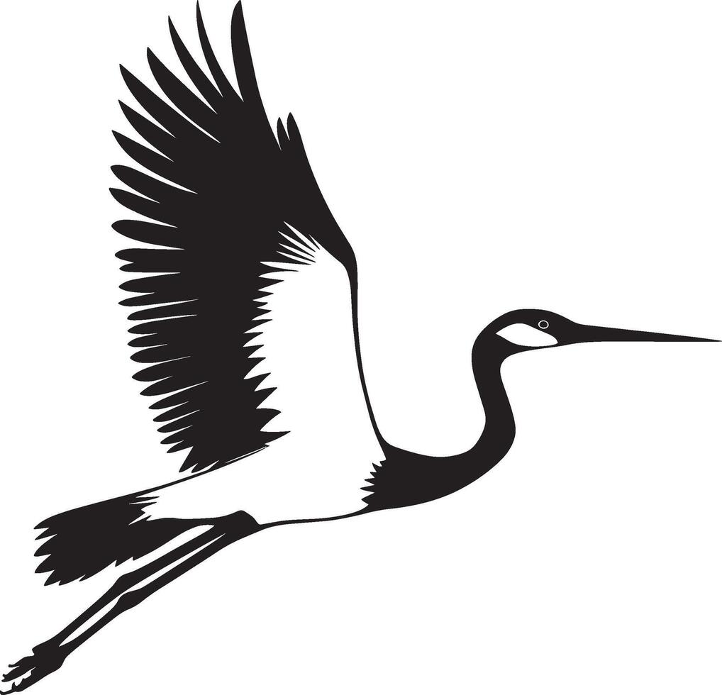 Crane bird flying icon black illustration vector