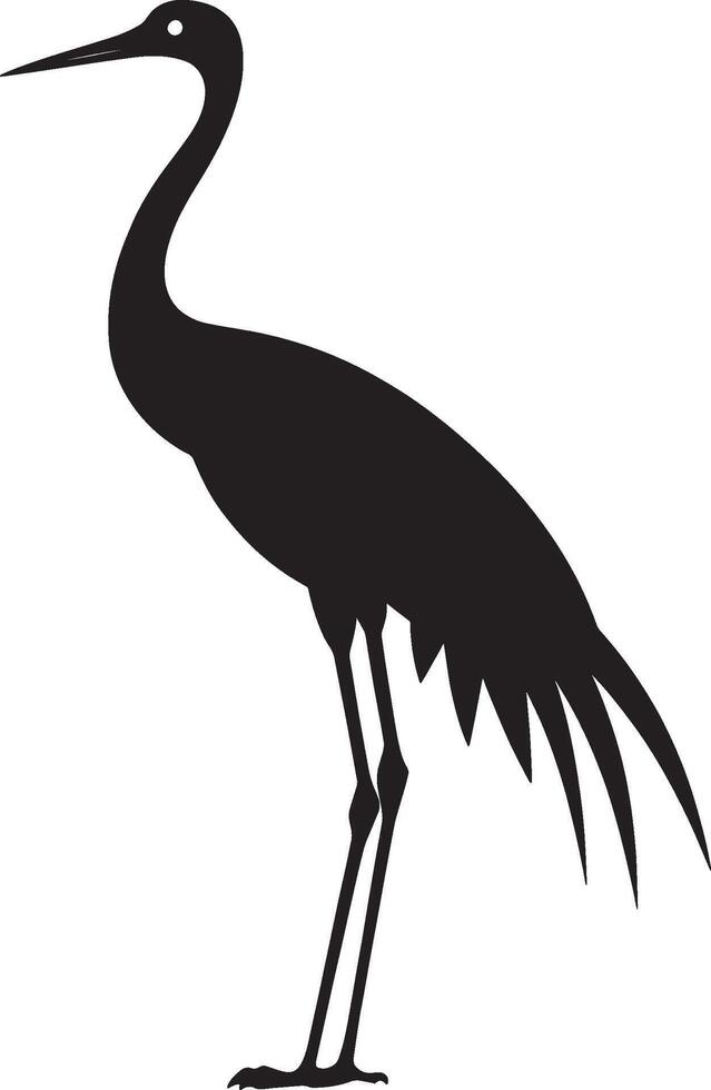 Black illustration of a crane bird icon. vector