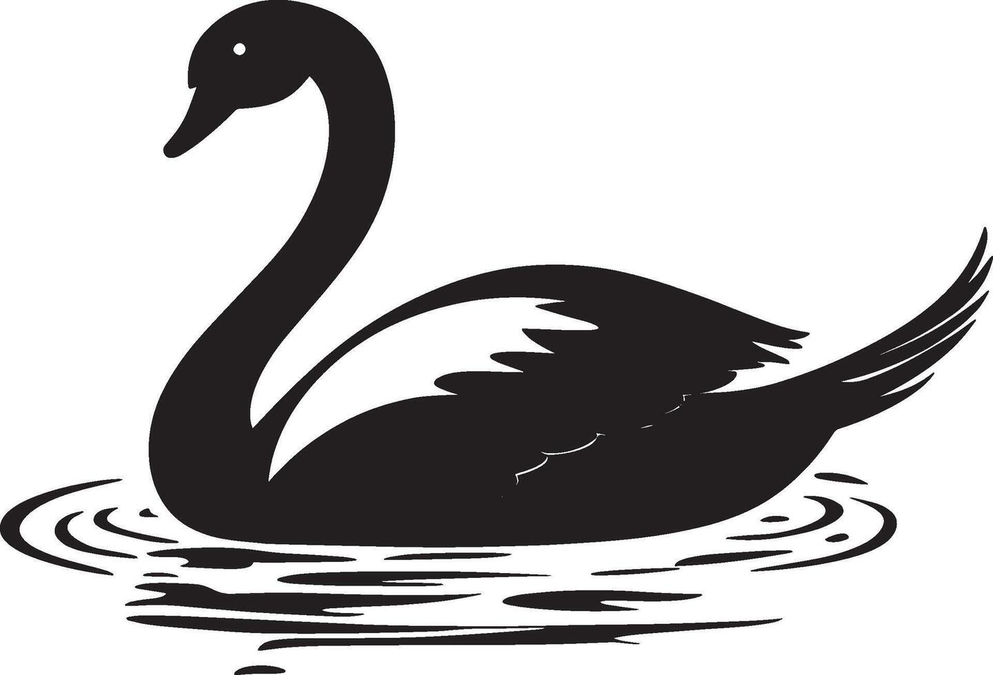 Minimalist black silhouette of a swan, design. vector