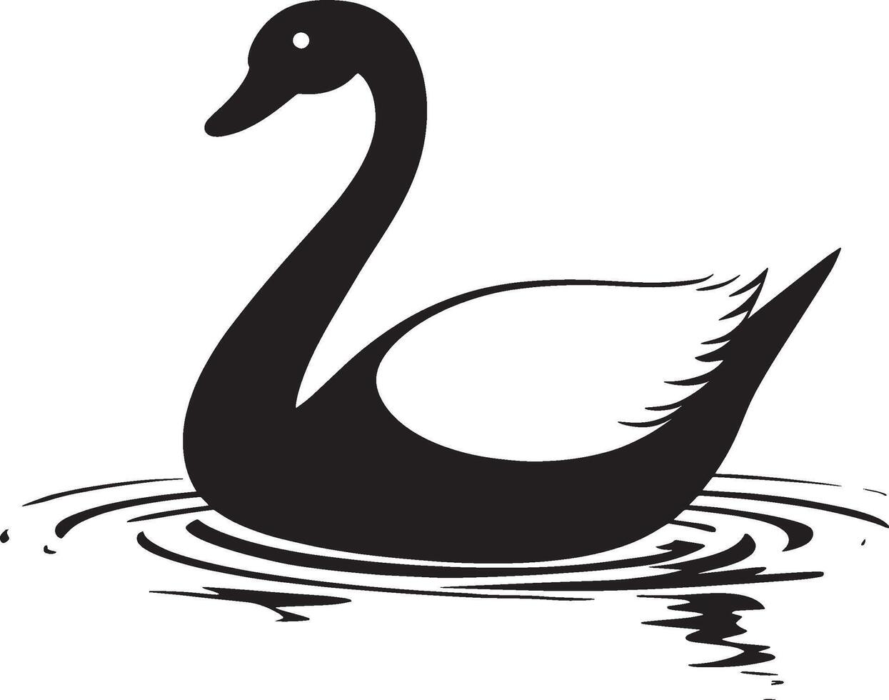 Black illustration of a swan in simple silhouette style. vector