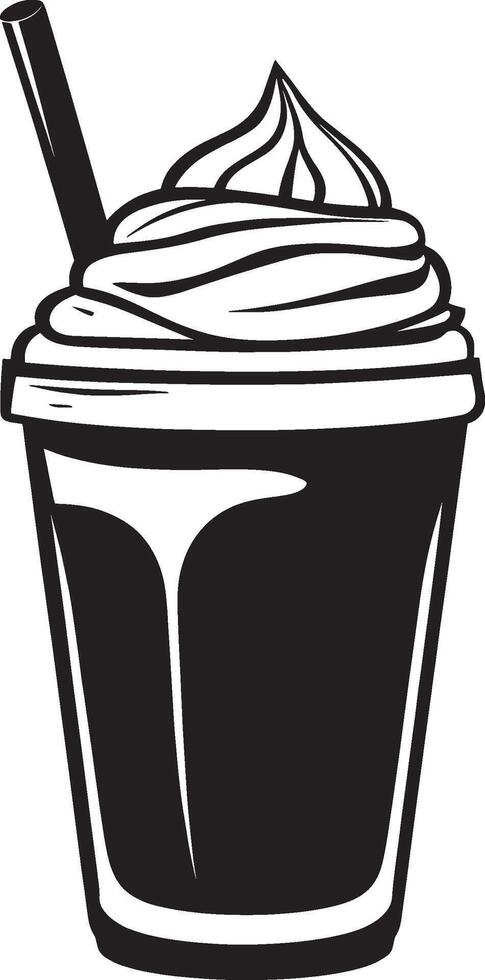 Minimalist black silhouette of a frappe drink, design. vector