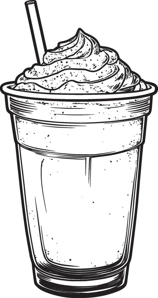 Simple frappe drink shape line drawing vector