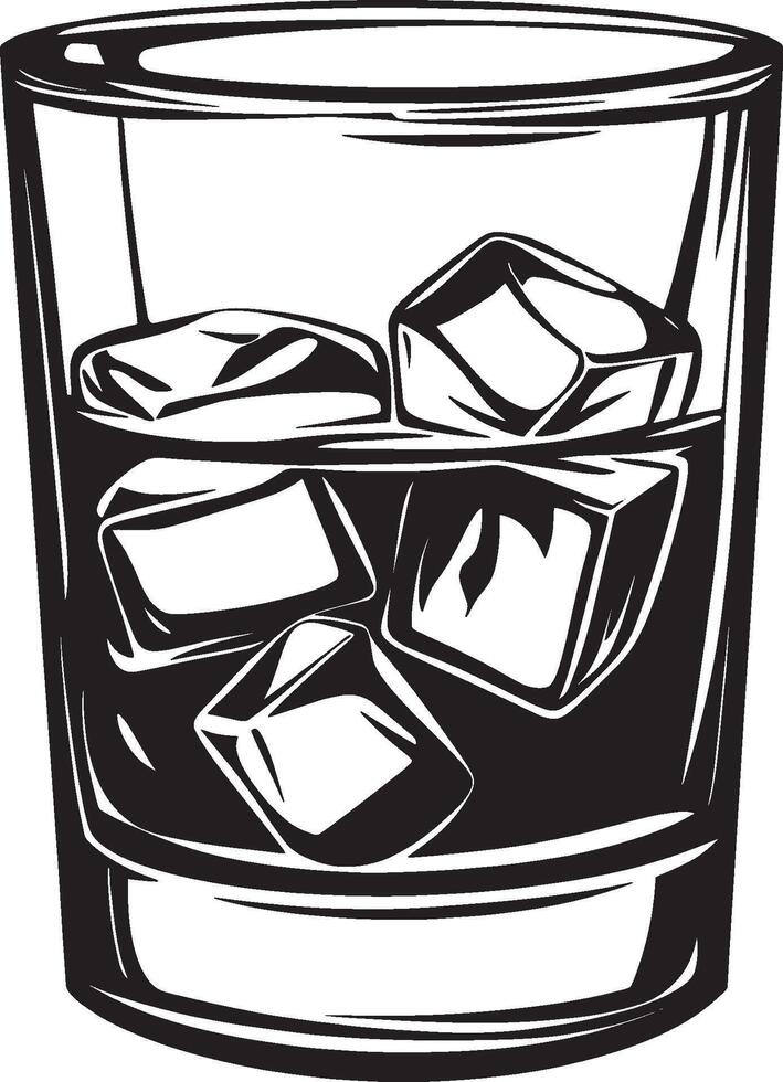 Simple black outline of a whiskey bottle, illustration. vector