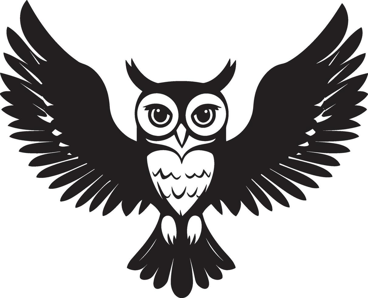 Owl flying icon black illustration vector