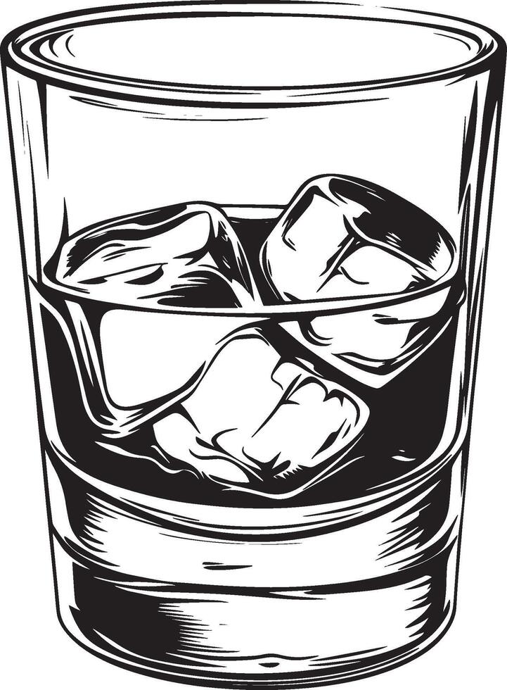 Minimalist black silhouette of a whiskey bottle, design. vector