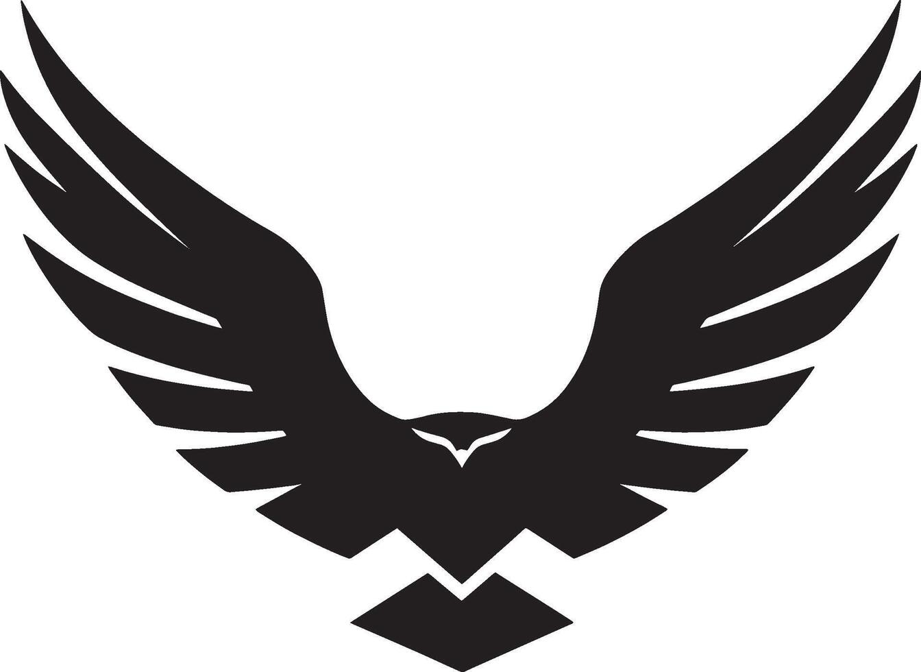 Minimalist black silhouette of a flying eagle, design. vector