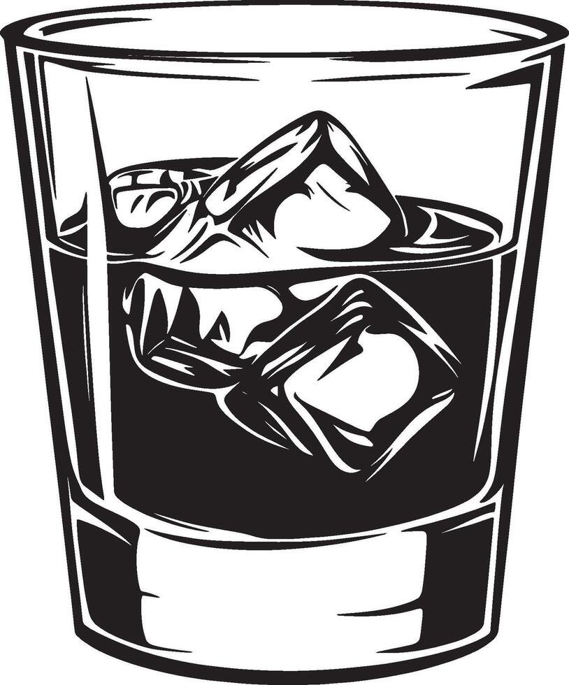Black illustration of whiskey in simple silhouette style. vector