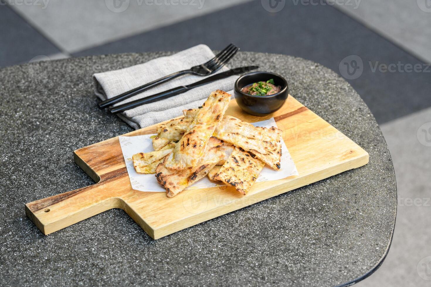 A wooden cutting board photo