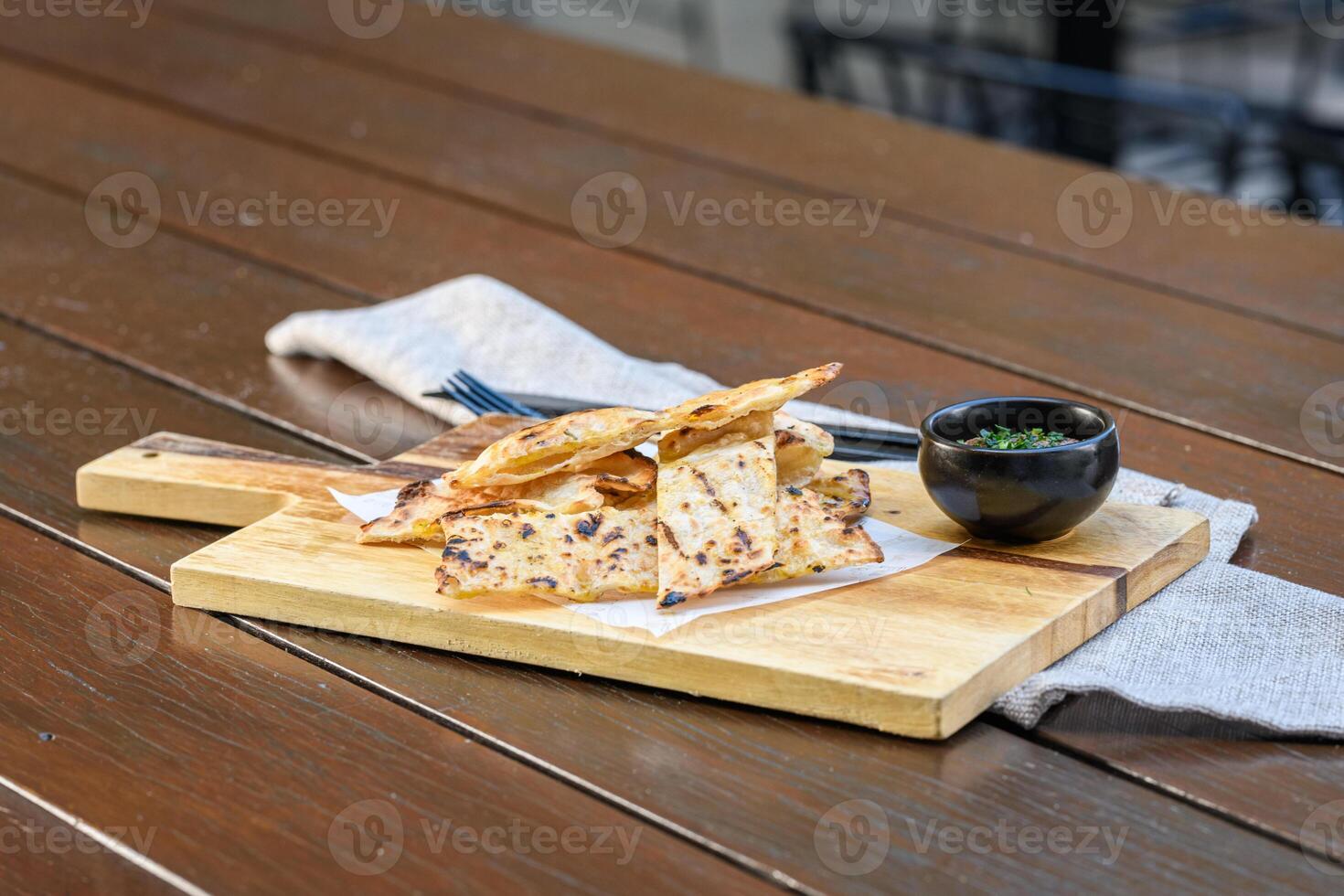 A wooden cutting board photo