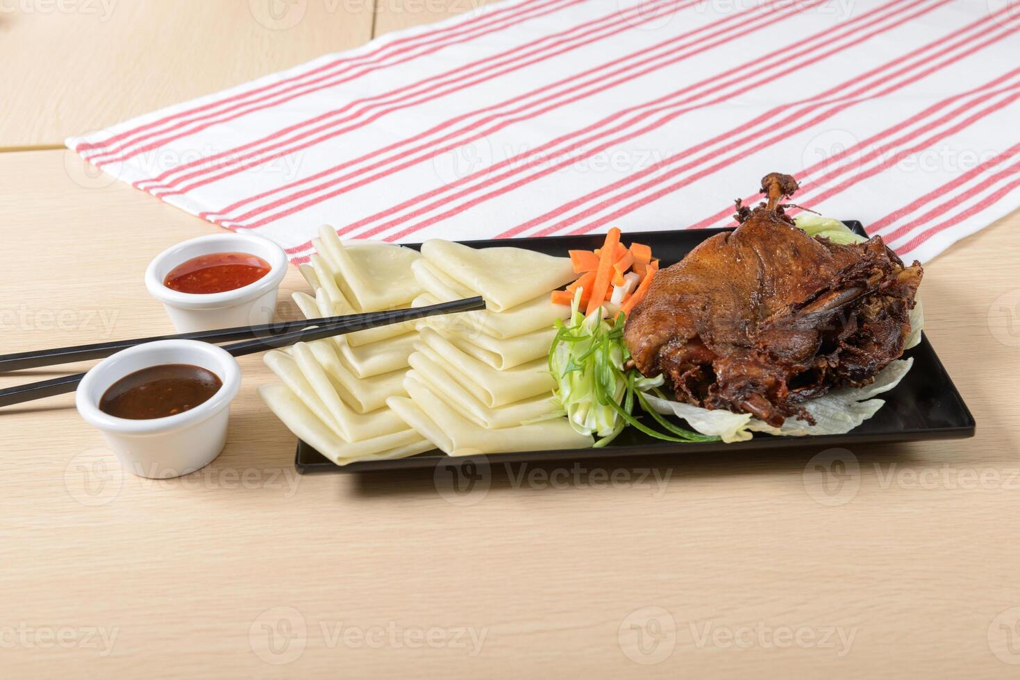 A plate of food on a table photo