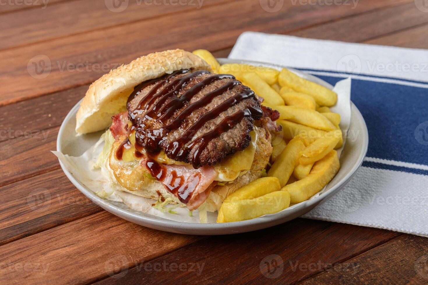 A plate of food on a table photo