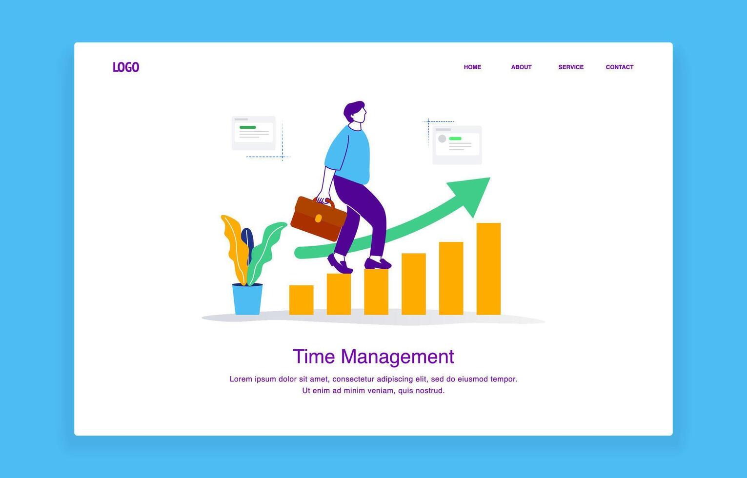Man Walking on a Bar Chart Display vector