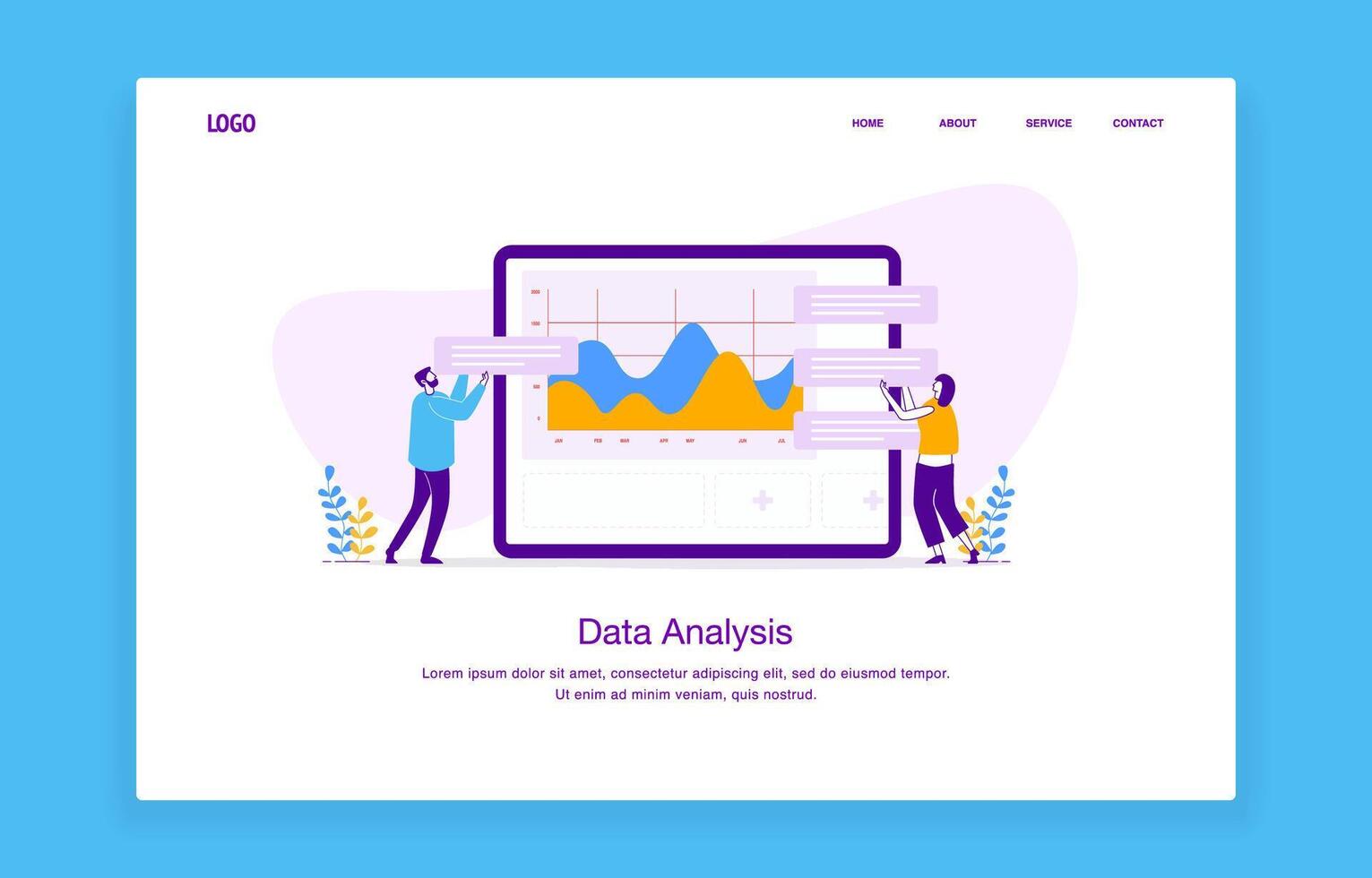 A man and a woman customizing data together using a tablet vector