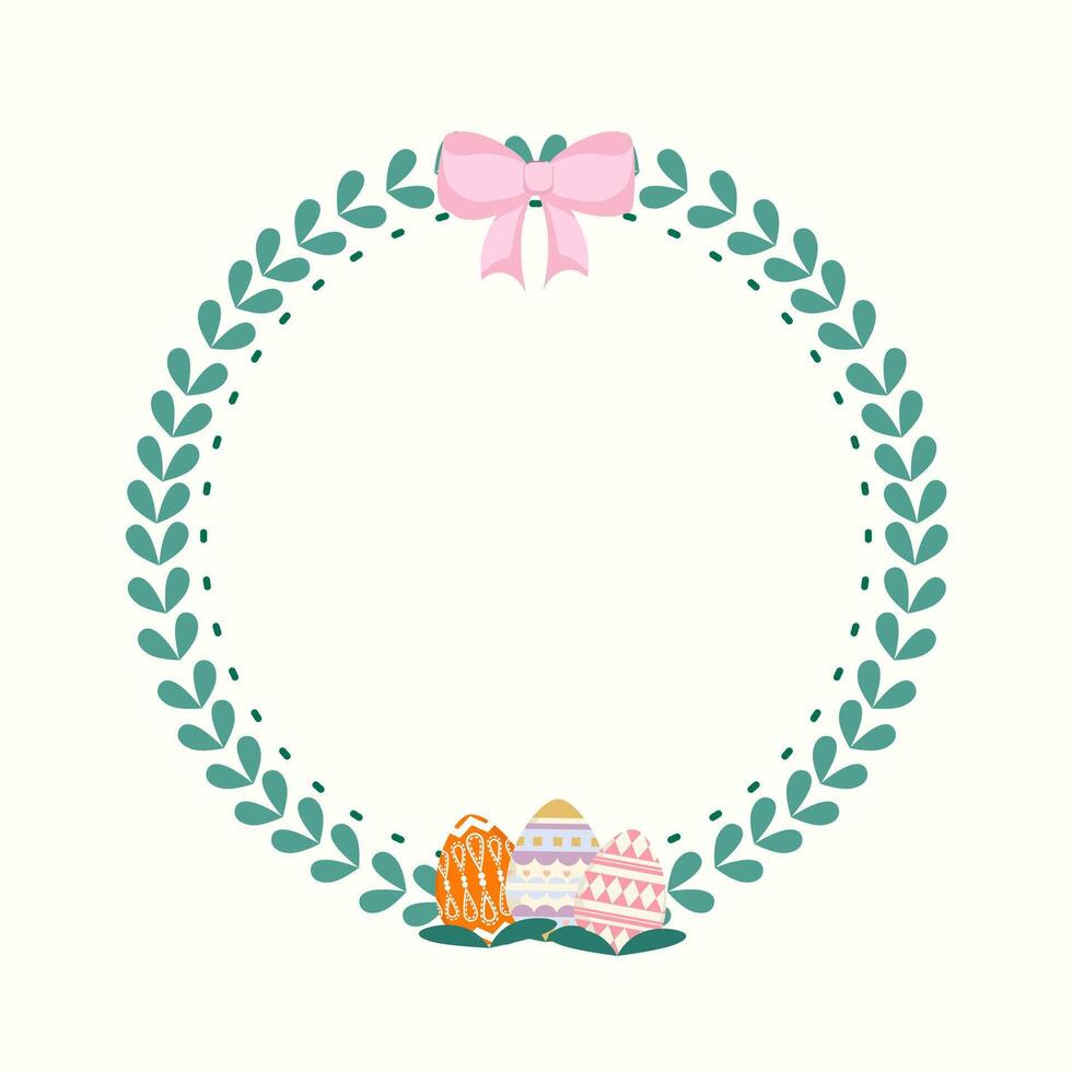 Minimalist Greenery Easter Wreath with Bow, A Chic Design for Your Projects vector