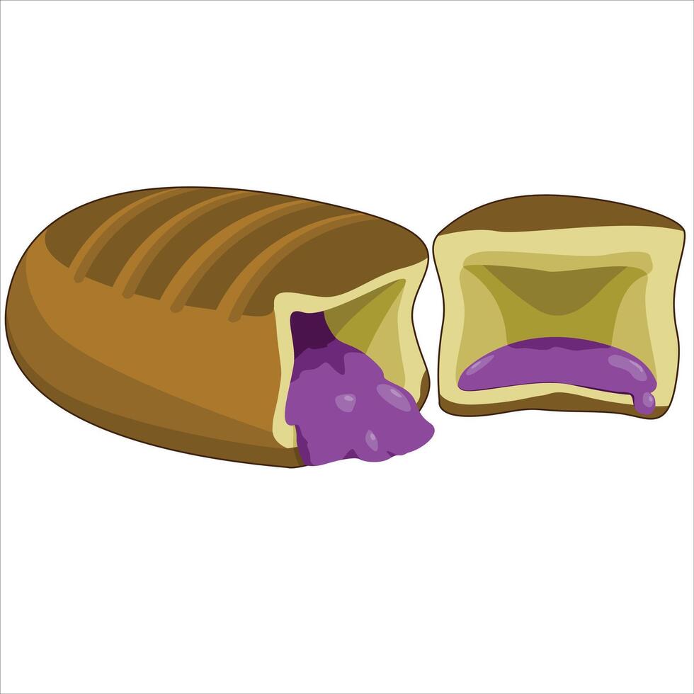 Sliced bread filled with blueberry jam vector