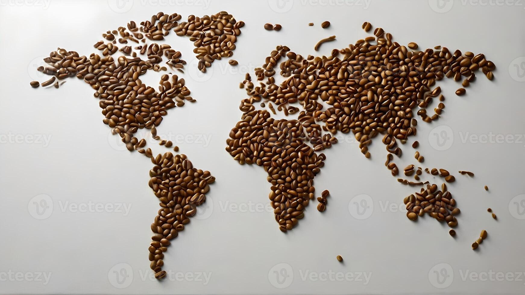 Coffee Bean World Map on White Canvas photo