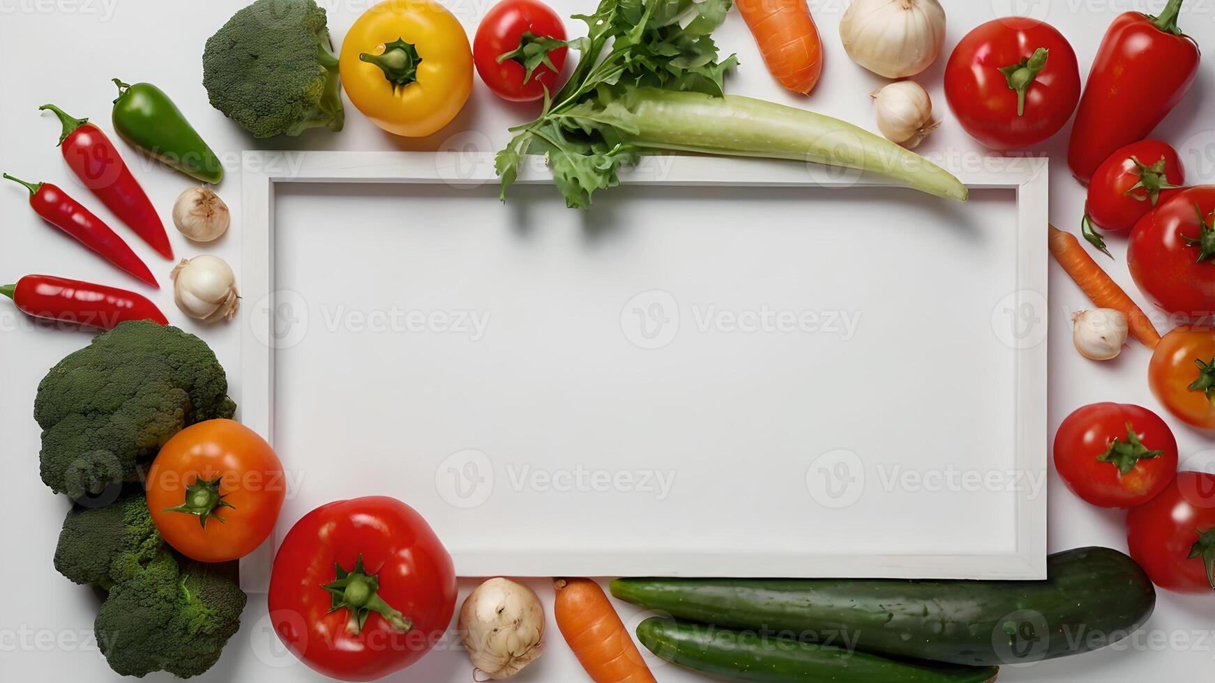 Vibrant Vegetable Frame on White Background photo