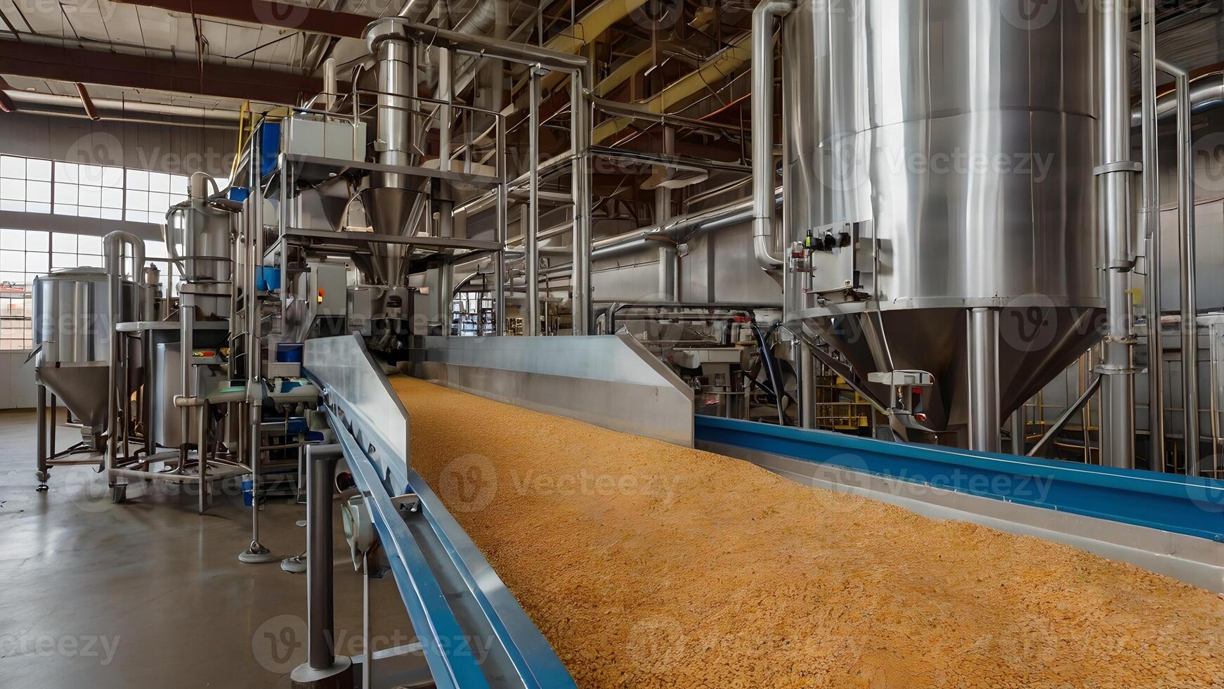Conveyor Belt of Grains in Industrial Food Processing Plant photo