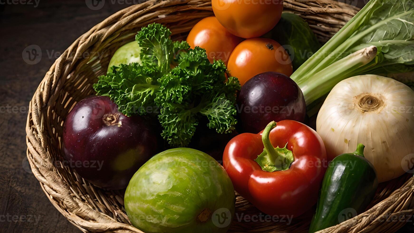 Fresh Organic Produce in Rustic Basket photo