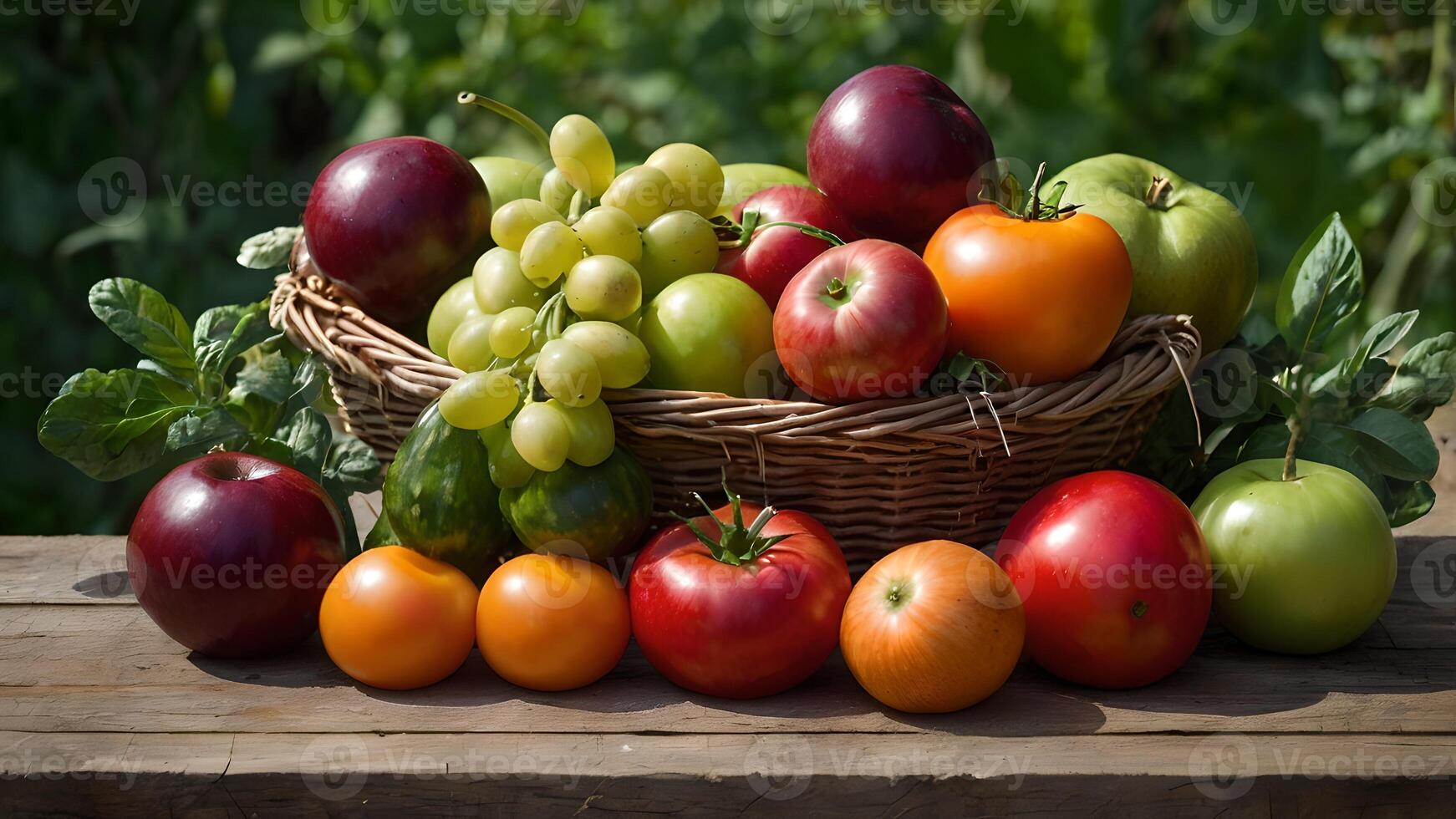 Bountiful Summer Harvest in Rustic Basket photo