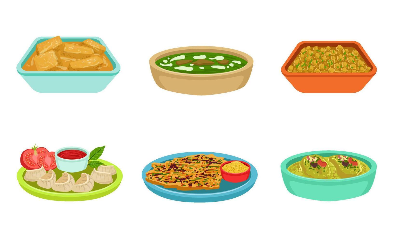 Collection of Delicious Food Dishes, Cafe, Restaurant Menu Design Element Illustration vector