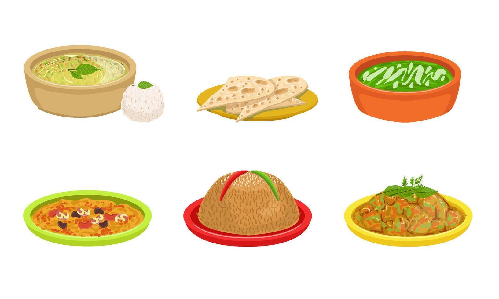 Collection of Delicious Food Dishes, National Cuisine, Cafe, Restaurant Menu Design Element Illustration vector