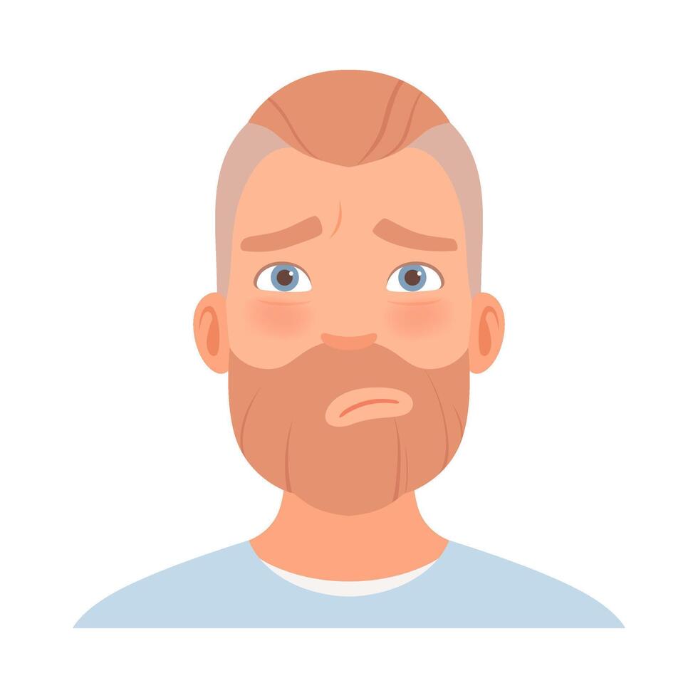 Guilty expression on a man with a beard. illustration. vector