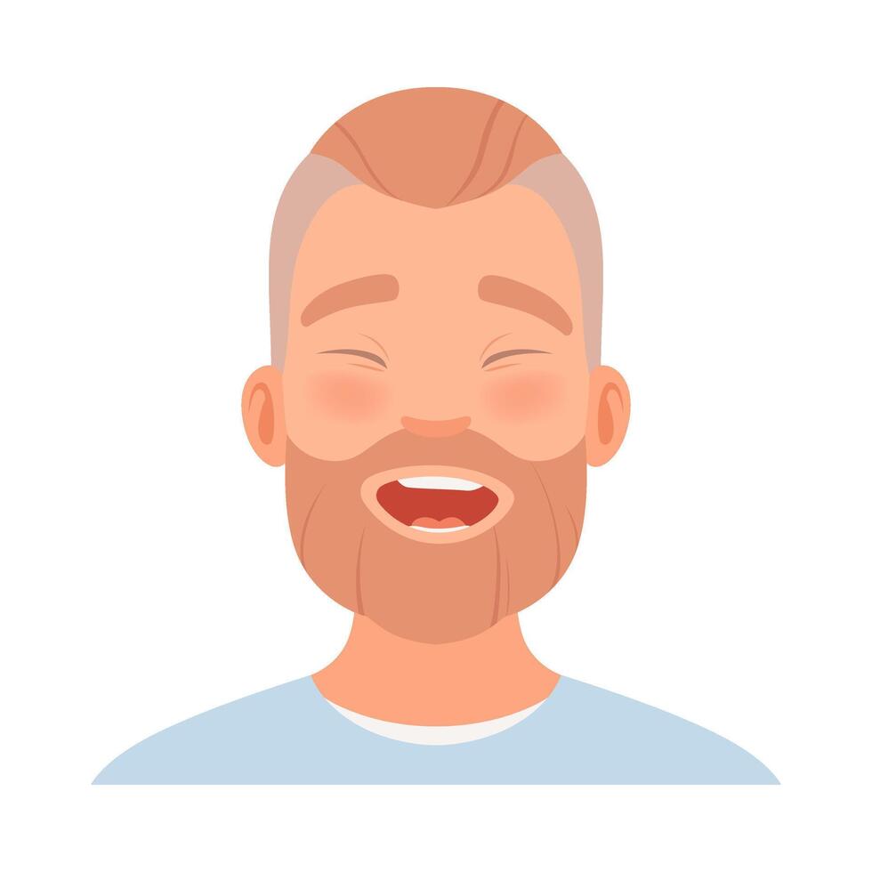 Man with a beard is laughing. illustration. vector